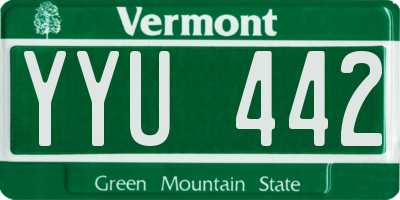 VT license plate YYU442