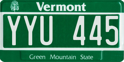VT license plate YYU445