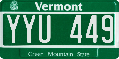 VT license plate YYU449