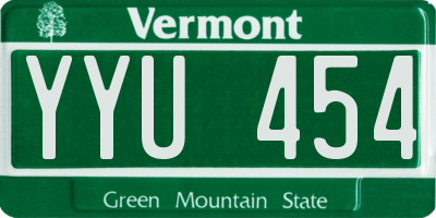 VT license plate YYU454