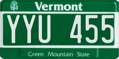 VT license plate YYU455