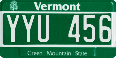 VT license plate YYU456