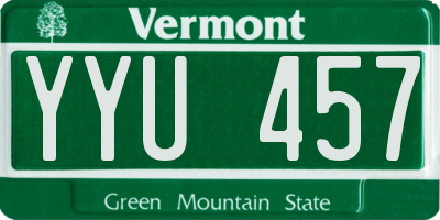 VT license plate YYU457