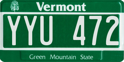 VT license plate YYU472