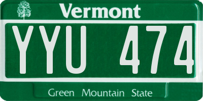 VT license plate YYU474