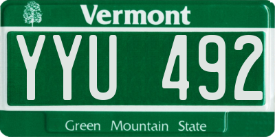 VT license plate YYU492