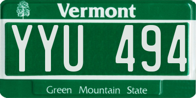 VT license plate YYU494