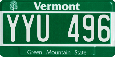 VT license plate YYU496