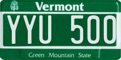 VT license plate YYU500