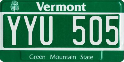 VT license plate YYU505