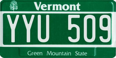 VT license plate YYU509