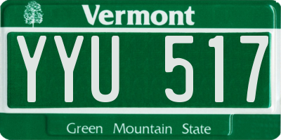 VT license plate YYU517