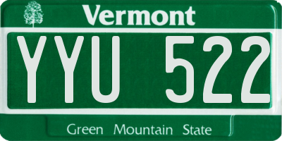 VT license plate YYU522