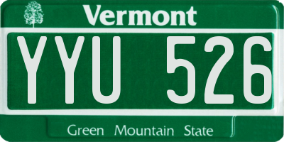 VT license plate YYU526