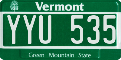 VT license plate YYU535