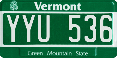 VT license plate YYU536