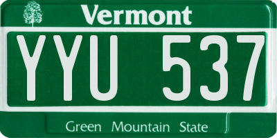 VT license plate YYU537