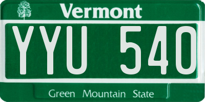 VT license plate YYU540