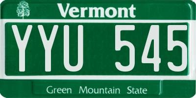 VT license plate YYU545