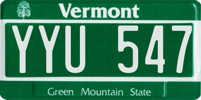 VT license plate YYU547