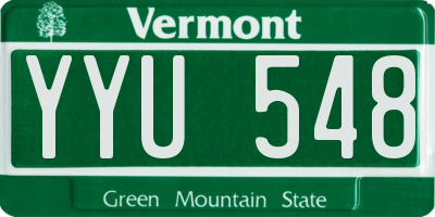 VT license plate YYU548