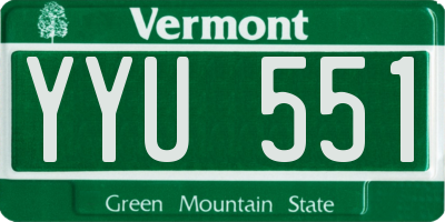 VT license plate YYU551