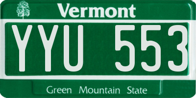 VT license plate YYU553