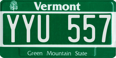 VT license plate YYU557