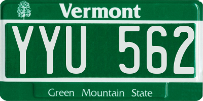 VT license plate YYU562
