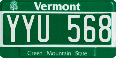 VT license plate YYU568