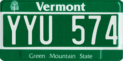 VT license plate YYU574
