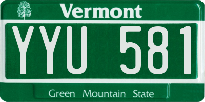 VT license plate YYU581