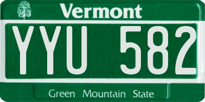 VT license plate YYU582
