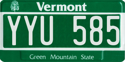 VT license plate YYU585
