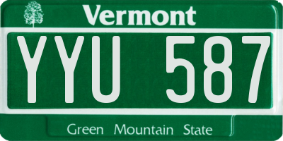 VT license plate YYU587