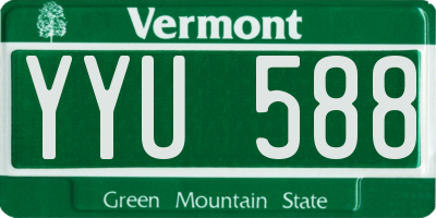 VT license plate YYU588