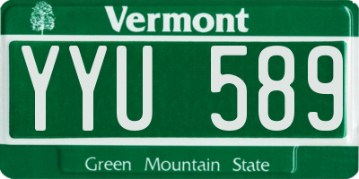 VT license plate YYU589