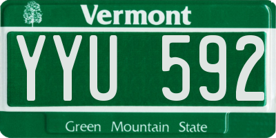 VT license plate YYU592