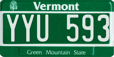 VT license plate YYU593