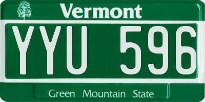 VT license plate YYU596