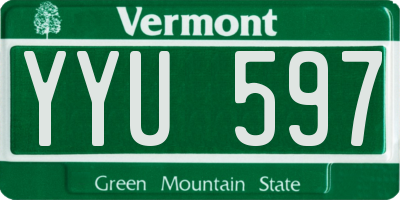 VT license plate YYU597