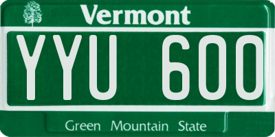 VT license plate YYU600