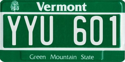 VT license plate YYU601