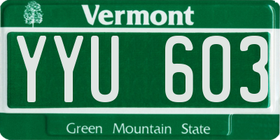 VT license plate YYU603