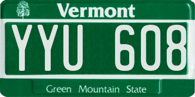 VT license plate YYU608
