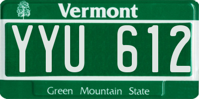 VT license plate YYU612