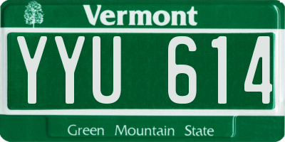 VT license plate YYU614