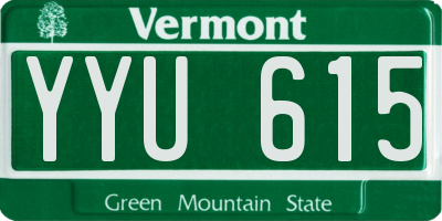VT license plate YYU615