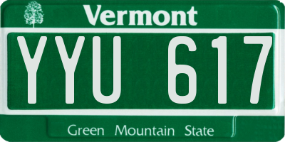 VT license plate YYU617