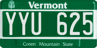 VT license plate YYU625
